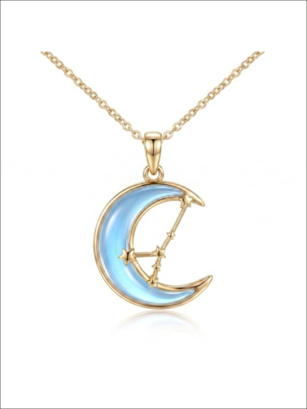 18K Gold Plated Cancer Zodiac Moonstone Pendant Necklace